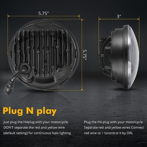 Faros LED para Chevrolet Impala 1958-1976 5,75" RGB ojos de ángel bluetooth - Imagen 8 de 12