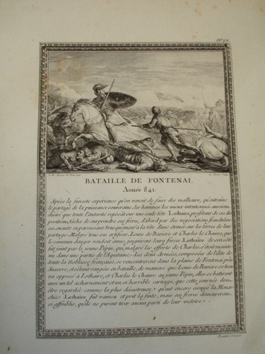 GRAVURE XVIIIe / BATAILLE DE FONTENAI AN 841 - Picture 2 of 2
