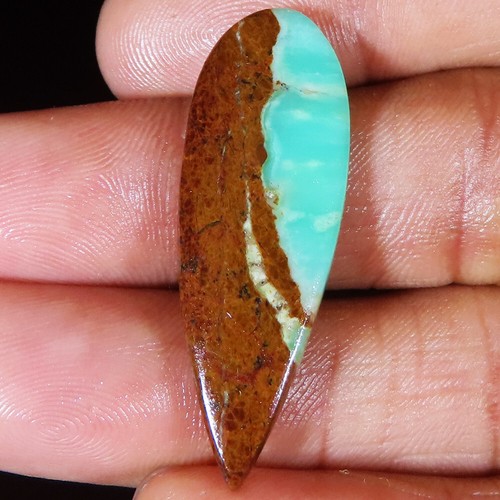 100% Natürlicher Bio CHRYSOPRAS Birne Cabochon 17,95 ct 13x38x4 mm Edelstein RB38 - Bild 2 von 3