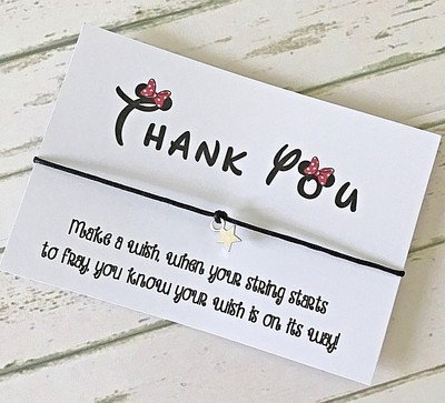 Pulsera de cadena de deseos gracias boda cumpleaños de fuente de Disney favor tarjeta A133W