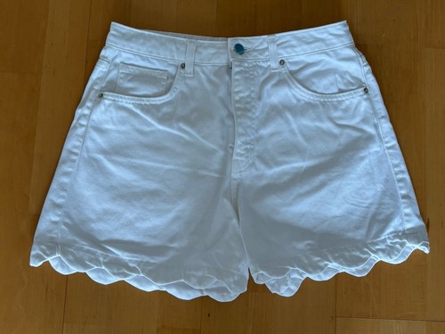Sehr Größe UK 10 Jakobsmuschelsaum weiß Jeansshorts Urlaub Sommer