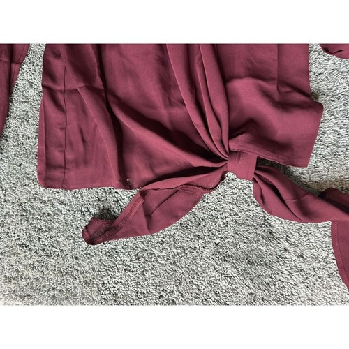Venus Womens Wrap Top Blouse Burgandy Long Sleeve Collar  Cuff New Size 6 - Picture 7 of 10
