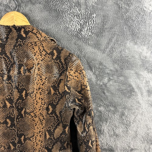 Cappotto donna AllSaints modello pelle di serpente Mac pelle di agnello marrone nero UK 10 OBA - Foto 16 di 22