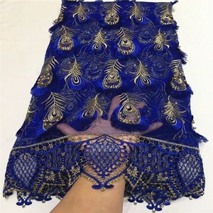 Mesh Lace Decorated Fabric With Beads Net Fabric For Party Dress