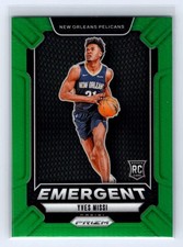 2024-25 Panini Prizm #21 Yves Missi Emergent Prizms Green Pelicans Rookie