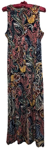 MSK Dress S Darling Paisley Print Stretch Knit Maxi Sundress Women’s Size Small - Picture 4 of 5