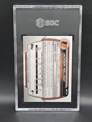 JACKSON HOLLIDAY #BDC118 SGC 10 CHROME-SKY BLUE REF 2023 BOWMAN DRAFT BALTIMORE - Bild 2 von 2