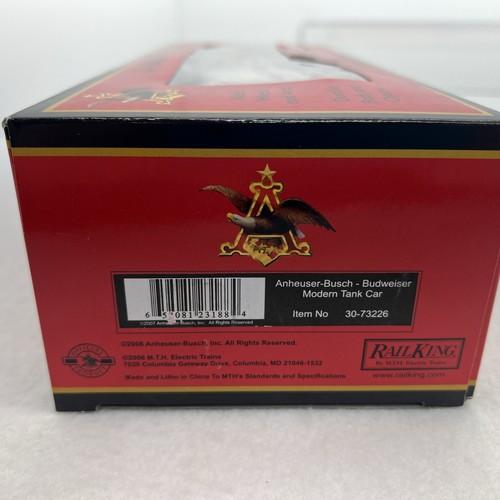 MTH RailKing 30-73226 Anheuser Busch Budweiser Beer Modern Tank Car New O Gauge - Picture 10 of 10