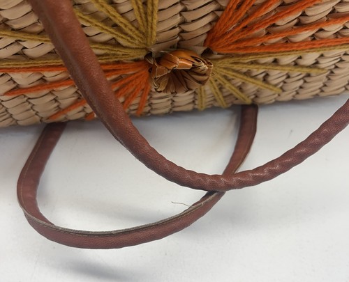 Rattan Wicker Straw Handbag Purse Tote Vintage MCM Mexico - Picture 12 of 14