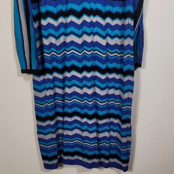 Новый с Ярлыками Lane Bryant вязаный свитер платье размер 26/28 3 X синий длинным рукавом полоски эластичной - Изображение 3 из 4