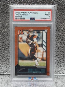 2020 Panini Playbook Joe Burrow Purple Rookie #101 RC PSA 9 MINT Bengals