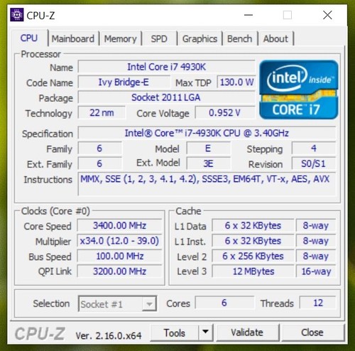 Intel Core i7-4930K - Core i7 4th Gen Ivy Bridge-E 6-Core 3.4 GHz LGA 2011 - Picture 3 of 4