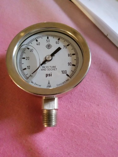 Medidor de presión lleno de líquido 316 Ss tubo y zócalo Psi 100 McDaniel 1/4" - Imagen 7 de 7