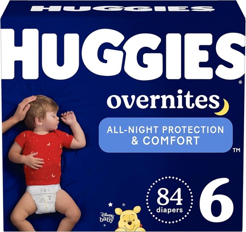 Huggies Size 6 Overnites Baby Diapers: Overnight Diapers, Size 6 (35+ lbs), 84 C