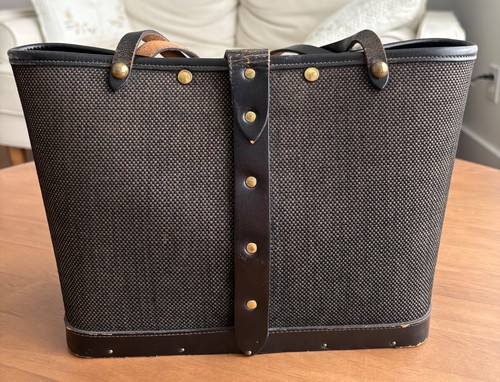 Enid Collins Vintage Jeweled Garden Purse Canvas, Wood, Leather Signed Texas - Picture 9 of 21