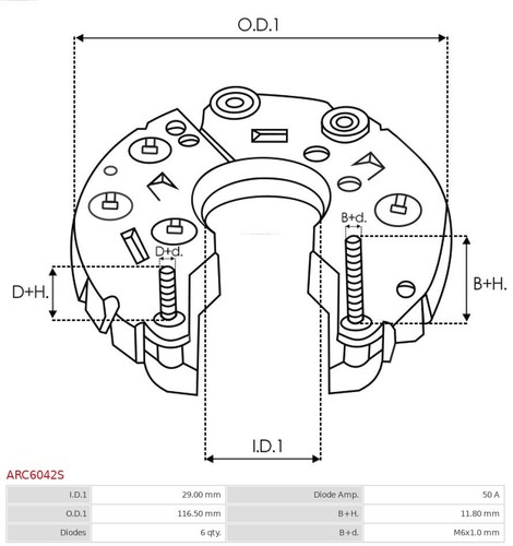 RECTIFIER ALTERNATOR ARC6042S FOR TOYOTA 27357-30070 - Picture 4 of 8