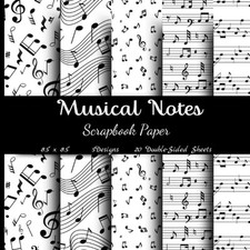 Musical Notes Scrapbook Paper: Black White Music Sheet Craft Paper Pad for DIY