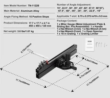 Precision Table Saw Miter Gauge Standard Slot 3/4'' x 3/8'' , 18" in Grating