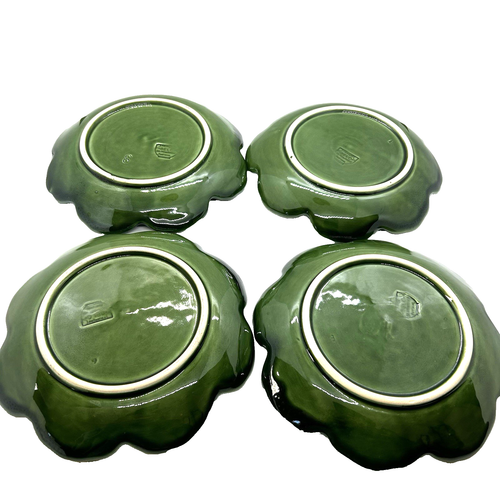 4 piatti insalata/dessert Faiancas Belo Portugal maiolica foglia geranio verde 8" - Foto 3 di 7