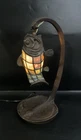 VINTAGE TIFFANY STYLE SLAG GLASS FISH & STINGRAY BASE HANGING LANTERN TABLE LAMP