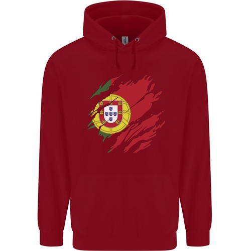 Torn Portugal Flag Portugese Day Football Childrens Kids Hoodie - Picture 4 of 39