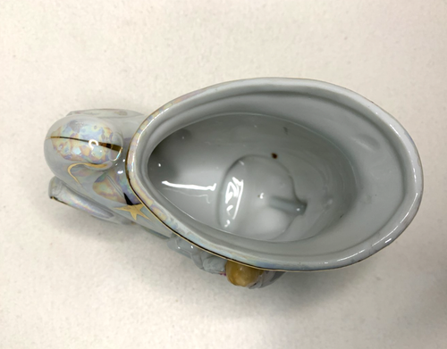 Japan Glanzgeschirr Übertopf Vase goldfarbener Rand Cherub Sterne irisierend nummeriert - Bild 5 von 9