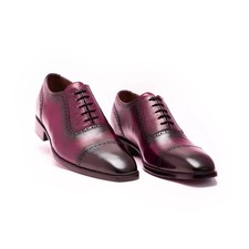 Tailor HandMade Leather Oxford Shoes Burgundy Lace Up Formal Dress Shoes For Men