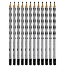 Faber-Castell Grip Graphite Pencils with Erasers 1 Count Pack of 12 , Multi
