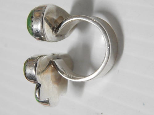 VINTAGE NAVAJO STERLING SILVER TURQUOISE MODERNIST DSGN RING sz: 6 1/4 - Picture 4 of 6