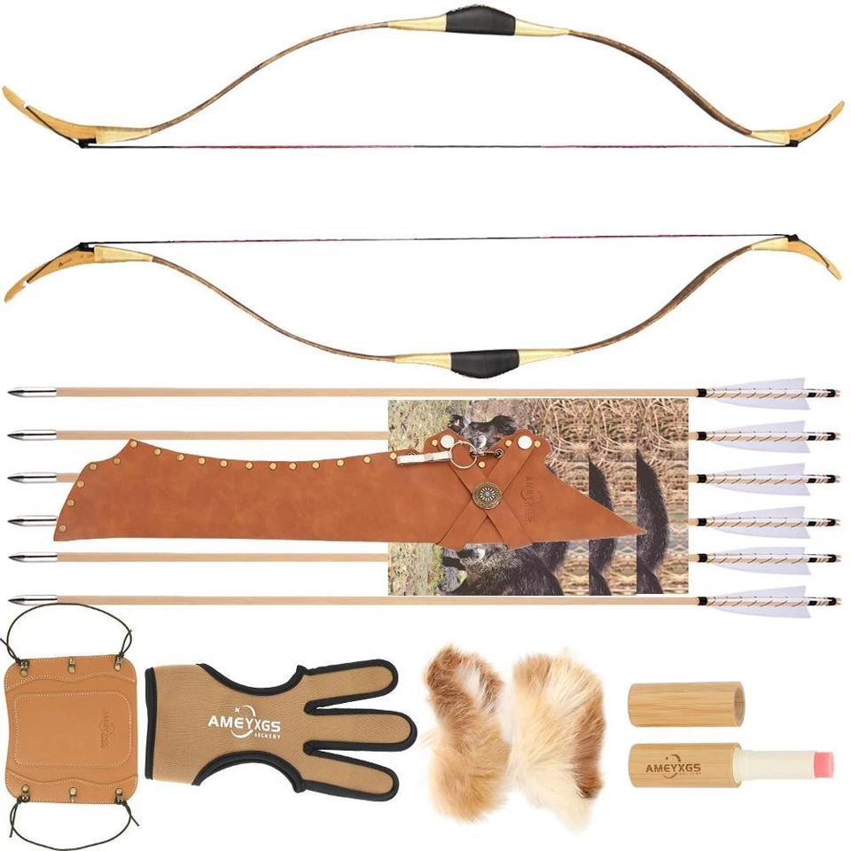 Archery Traditional Turkish Recurve Bow Set 20-40lbs Handmade Horsebow Hunting - Image 2 of 4