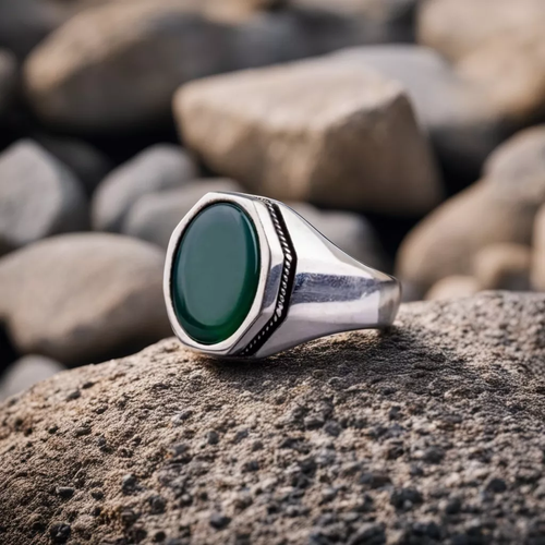Anillo de ónix verde para hombre de plata de ley 925 hecho a mano joyería... - Imagen 5 de 5
