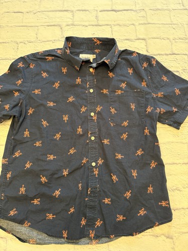 Camisa Goodfellow & Co. XL ajustada con estampado de langosta azul manga corta abotonada - Imagen 9 de 9
