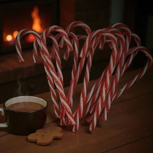 VTG Candy Cane Ornaments Red White Twisted Plastic Set Of 12 - Picture 1 of 9