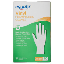 Equate Vinyl Examination Gloves, Latex-Free, Powder-Free, 50 Count