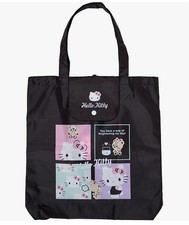     Hello Kitty Foldable Eco Bag Reusable Tote Shopping Bag Black Sanrio    