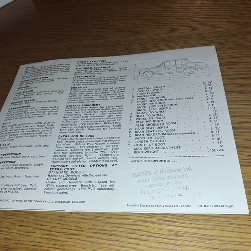 Folleto original de ventas de automóviles con código de fecha 1962*ford consul cortina* como nuevo desplegable - Imagen 2 de 3