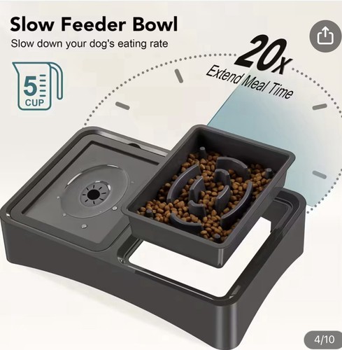 2-in-1 erhöhter Hund Slow Feedernapf Wassernapf, höhenverstellbar, kein Verschütten - Bild 3 von 6