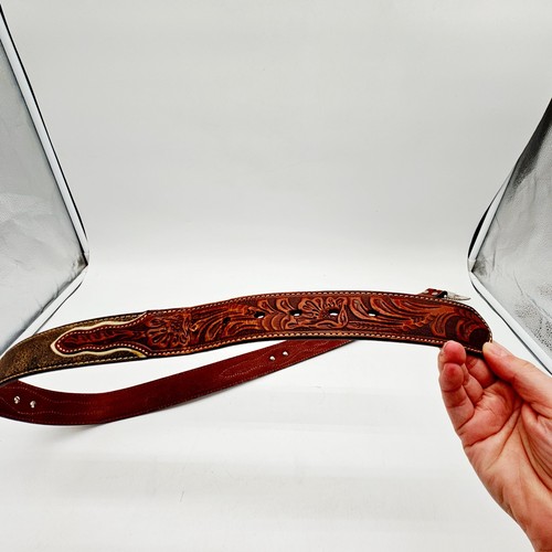 Cinturón Nocona Western Hombre Talla 40 Cuero Marrón Tooled Floral Christian N2501208 - Imagen 11 de 19