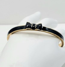 Kate Spade New York Blue Enamel Gold Tone Bangle Bracelet W/Bow 2.4" Diameter