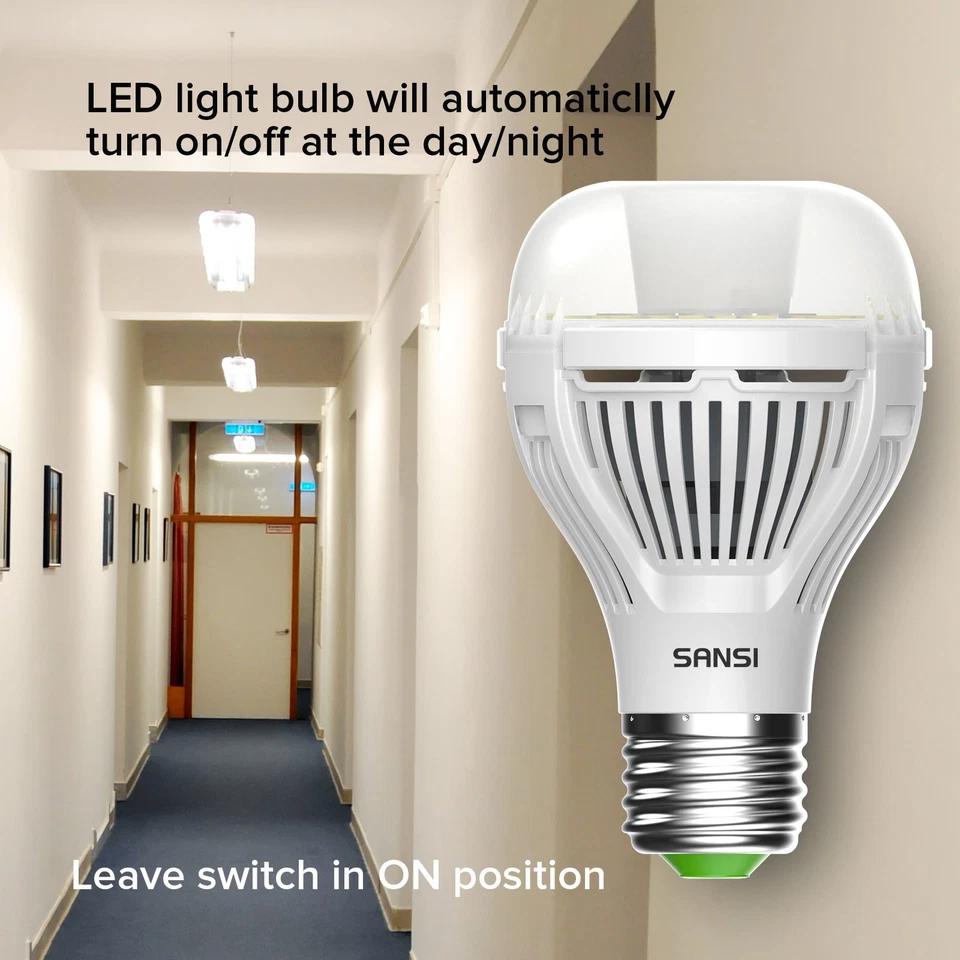 2 pcs LED Light Bulb Dusk-to-Dawn Auto On/Off 13W=100W 5000K Night Lights E26 - Image 3 of 4