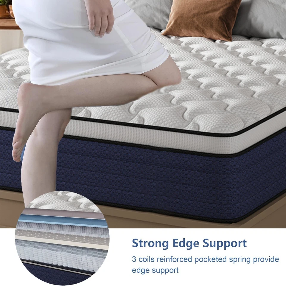 8"10"12"14 Twin Full Queen King Size Mattress in a Box Hybrid Spring Memory Foam - Image 4 of 4