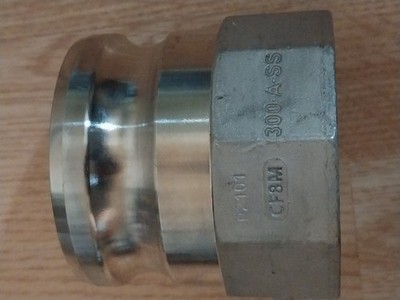 DIXON 300-A-SS 3'' Type A Male Adapter x FNPT, Stainless Steel Fitting