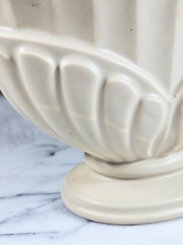 Vintage Haeger Fan Tulip Art Deco Vase Off White USA Pottery 5.5” Tall - Picture 11 of 11