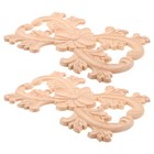 2 Pcs Wood Carving Patch Carved Onlay Applique Cabinet Decorative Decals