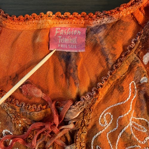 Boho Festival Tie-Dye India Dress Free Size Cotton Lace-Up Gypsy Look - Picture 4 of 12