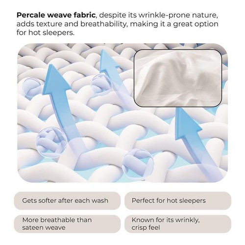 King Arctic White 100% Cotton Sheet Set, Lightweight & Breathable, 4Pc Cool &... - Bild 8 von 9