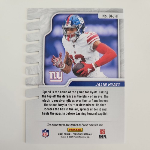 2024 Panini Prestige Jalin Hyatt Distinctive Ink Die Cut Autograph - Picture 2 of 5