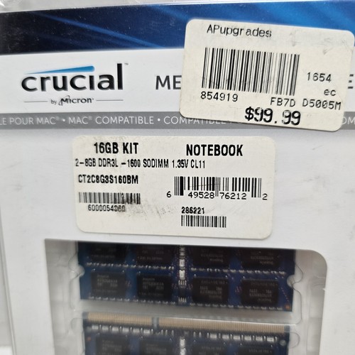 Micron Crucial 2x 8GB 16GB DDR3L 1600 Mac Notebook Apple iMac Memory Kit - Picture 5 of 8