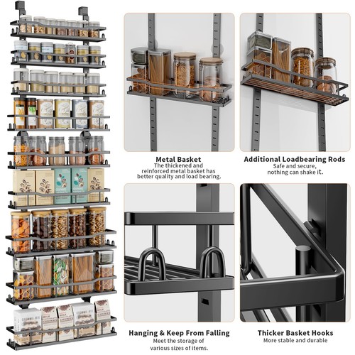 9-Tier Over The Door Pantry Organizer, Hanging Door Spice Rack Seasoning Orga... - Picture 5 of 8