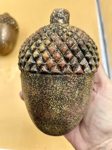 Large Set of 4 Glitter Acorn Gold Brown Toned Fall Autumn Thanksgiving Decor 5” - Picture 5 of 7